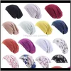 Beanie / Skull hattar kepsar hattar, halsdukar Handskar Fashion Aessories Drop Leverans 2021 Kvinnor Satin Fodrad Sova Cap Hair Loss Chemo Elastic Wide B