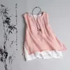 Summer Arts Style Women sleeveless Tank Tops cotton linen Casual White Femme Vintage Plus Size S731 210607