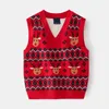 4-8T Toddler Kid Baby Boys Girls Christmas Sweater Vest For Childrens Autumn Winter Clothes Knit Pullover Top Tank Xmas Knitwear Y1024