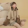 Houzhou Kawaii 귀여운 대외용 까마귀 하라주쿠 애니메이션 풀오버 한국 패션 streetwear 여성 미학 곰 긴 소매 코트 210809