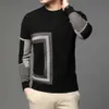 Mode High End Designer Merk Mens Gebreide Zwarte Wol Trui Trui Crew Neck Autum Winter Casual Jumper Mens Kleding 210818