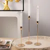 Candle Holders Selling Set Of 3 Gold Metal Black Candlestick Table Dinner Decorative For Home Decor, Wedding, Dinning, Party