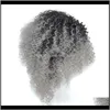 Zf Ombre Granny Grey Brown Blonde Afro Kinky Curly Weave Capelli corti per donne nere Doehd 7Yqgo