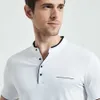 Coodrony Мандарин Воротник с коротким рукавом футболка для футболки Мужчины весенние летние лучшие бренд одежда Slim Fit Hottes T-рубашки S7645 210716