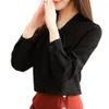 Bowknot Camicette Camicia Nero Bianco Giallo Autunno Ufficio Manica lunga Moda Tinta unita Donna Ragazza Top Abbigliamento di alta qualità 2021 X0521