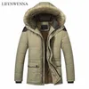 Lifenwenna Winter Jacket男性ブランドのファッションカジュアルスリム厚い暖かいメンズコートパーカーフード付き長いオーバーコート男性5xl 210528