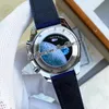 42mm Miyota Quratz Chronograph Mens Watch 31032425002001 Blue Ceramic Bezel White Nylone Strap Stopwatch Puretime i11a13234976