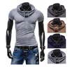 Lente Zomer Muscle Mens Dragen Solid Color Heap Collar met knop Pullover Korte mouw Slim Fit Katoen Shirt