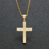Hip Hop couleur or croix pendentif collier glacé Zircon Crucifix bijoux chrétiens avec chaîne de corde
