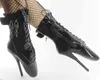 WonderHeel on Sale on Ballet Ankle Boots 7 "スパイクハイヒール黒光沢のあるバレエの靴ロックされた南京錠セクシーなフェチ女性のバレエヒール220114