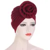 Blomma Scarf Kvinnor Turban Hat African Stretch Bandana Cap Muslim Headwear Indien Bonnet Arab Wrap Head Scarf Hårtillbehör