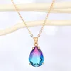 Pendentif Colliers Cristal Goutte D'eau Collier Pour Femmes Bijoux Minimaliste Gradient Coloré Géométrique Clavicule Chai