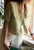 Korejpaaの女性のジャケット夏の女性フレンチレトロなラウンドネックシックなシングルブレストルブレストルマルチポケット半袖カーディガン210526