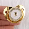 26 Letters Luxury Gold Baby Pacifier With Rhinestones BlingBling 012 Months Baby Soother Newborn Infant Silicone Dummy Nipple5434631