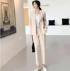 Fashion Korean Women Pant Suit Sets Single Button Blazer And Pants Suits Casual Business 2 Pieces Office Ladies 210518