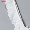 Tangada Fashion Women Flowers Embroidery White Strap Dress Sleeveless Backless Female Casual Beach Sundress 6H40 210609
