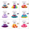 Tweedelige pak eenhoorn t-shirt geplooid tutu rok gift boog hoofddeksels baby peuter vrouw kleding Kerstmis zomer 27 8cw k2