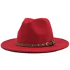 حافة واسعة القبعات النساء الرجال الصوف فيلت شرابة الجاز فيدورا بنما نمط رعاة البقر trilby حزب اللباس الرسمي قبعة كبيرة الحجم الأصفر الأبيض A7