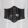 Ceintures femmes Cummerbunds mode métal papillon chaîne ajusté taille accessoires noir attaché Waspie ceinture à lacets Cinch Corset