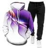 Trend Brand Men's Fashion Atmosfär Classic Suit Casual Sportswear Hooded Sweatshirt + Sportbyxor 2-Piece Tracksuits