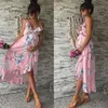 Moederschap jurken moederschap kleding elegante zwangerschap jurk casual bloemen bedrukte ruches falbala sundress voor zwangere vrouwen y0924