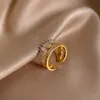 여자를위한 럭셔리 지르콘 골드 더블 학생 오프닝 링 2021 패션 고딕 손가락 쥬얼리 웨딩 파티 소녀의 섹시한 반지