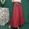 التنانير العتيقة النسائية 2022 Spring Cotton Linen Progroider Retro Long Maxi Skirt inthnic Boho Chic 12528