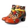 Stiefel Luxus Frauen Booties echte Leder -Ankel -Mischung Farbe Sticker 6cm High Heels handgefertigte Schuhe große Größe 42 Designermarke