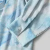 Drukowanie Tie Dye Dress Dla Kobiet Lapel Z Długim Rękawem Wysoka talia Lace Up Bowknot Chic Sukienki Kobiet Moda 210520