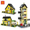 Architecture Village Villa Cottage blocs de construction ville cabane moderne France maison Village ferme briques jouets éducatifs pour enfants X0902