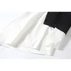 Gömlek Elbise kadın Takım Iki Parçalı Set Uzun Kollu Lace Up Siyah Beyaz Asimetrik Yelek Kadın Giysileri Korece 210520