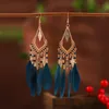 S2779 Bohemian Fashion Jewelry For Women Dangle Ornaments Earrings Handmade Beaded Colorful Feather Earrings