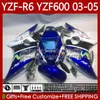 OEM Fairings för Yamaha YZF-R6 YZF R 6 600 CC YZF600 YZFR6 03 04 05 Kropp 95no.25 YZF R6 600CC 2003 2004 2005 Cowling YZF-600 03-05 Motorcykel Kroppskit MOVISTAR BLUE