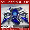 OEM Łamyki dla Yamaha YZF-R6 YZF R 6 600 CC YZF600 YZFR6 03 04 05 Ciało 95NO25 YZF R6 600CC 2003 2004 2005 Cowling YZF-600 03-05 Motocykl Kit Novistar Blue