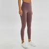 Nu matériel femmes pantalons de yoga L-85 couleur unie sport vêtements de sport Leggings taille haute élastique Fitness dame ensemble collants entraînement