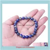 Beaded, Strands Jewelryhigh Quality Natural Stone Lapis Lazuli Beaded Bracelets For Women Men Fashion Energy Bracelet Elastical Jewelry Gift