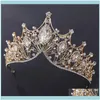 Cabelos jóias clipes barrettes acrddk handmade shinestone cristal tiara dourado coroa de casamento para mulheres jóias de faixa de noiva Aessor