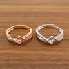 4mm Runda Bezel Ring Inställningar Solid 14K / 18K Rose Vit Guld med Moissanit Accent DIY Vintage Style Form Shank Tray 1210081