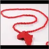 Mapa de madera de África Beads de madera Cadenas de cuentas para mujeres Hombres Hip Hop Jewelry Regalo GM6DV GATEF