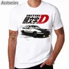 Mężczyźni Drukuj Dryf Japoński Anime Moda T Shirt Krótkie Rękawy O Neck Summer Cool Casual AE86 Initial D Homme Tshirt 210706