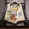 Темно-коричневый Uss G1 Air Flying Leather Flight Suit Куртки мужские с воротником из меха ягненка и лацканами, слой овчины, мужская куртка