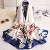 Осенние женские шарфы, роскошный дизайнерский шелковый шарф с цветочным принтом, женские брендовые шали и накидки, длинная бандана, платок Bufanda7270066