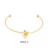 Wild&free Boho Style Hollow Out Star Heart Open Bangles for Women Gold Stainless Steel Sun Cuff Bangle Fashion Jewelry Wholesale Q0719