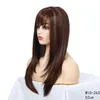 20 Pouces Perruque Synthétique Droite Avec Frange Inclinée Couleur Brun Perruques Simulation Perruques De Cheveux Humains WIG-263