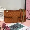 Marmont Aksamitna torba na ramię z łańcuszkiem Crossbody Lady Designers Torebka Laxurys 26CM