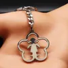 2021 Cute Flower Girl Silver Color Stainless Steel Keychain for Women Fashion Key Chain Jewelry llaveros para parejas K612125 G1019
