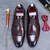 Hommes Cap Toe Oxfords chaussures en cuir véritable italien mariage hommes chaussures habillées noir marron affaires tête ronde chaussures formelles mâle