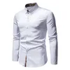 White Paisley Mens Shirt Patchwork Slim Long Sleeve Casual Shirts Men Splice Print Work Business Wedding Camisas Spring Brand 210524