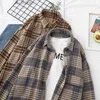 Casual Plaid Jacka Kvinnor Höst Slå ner Krage Knapp Långärmad Kontrollerad Oversize Tjock Varm Lady Coats Vintage Chic Outwear 210526