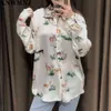 Women Fashion Animal Printed satin finish shirt Vintage Casual loose button-up long sleeves Blouses Female chic Tops 210520